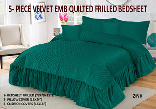 Velvet Quilted Frilled Bedsheet