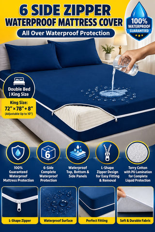 6 SIDE ZIPPER WATERPROOF MATTRESS COVER