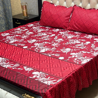 2 Sided Frill Cotton Double Bedsheet