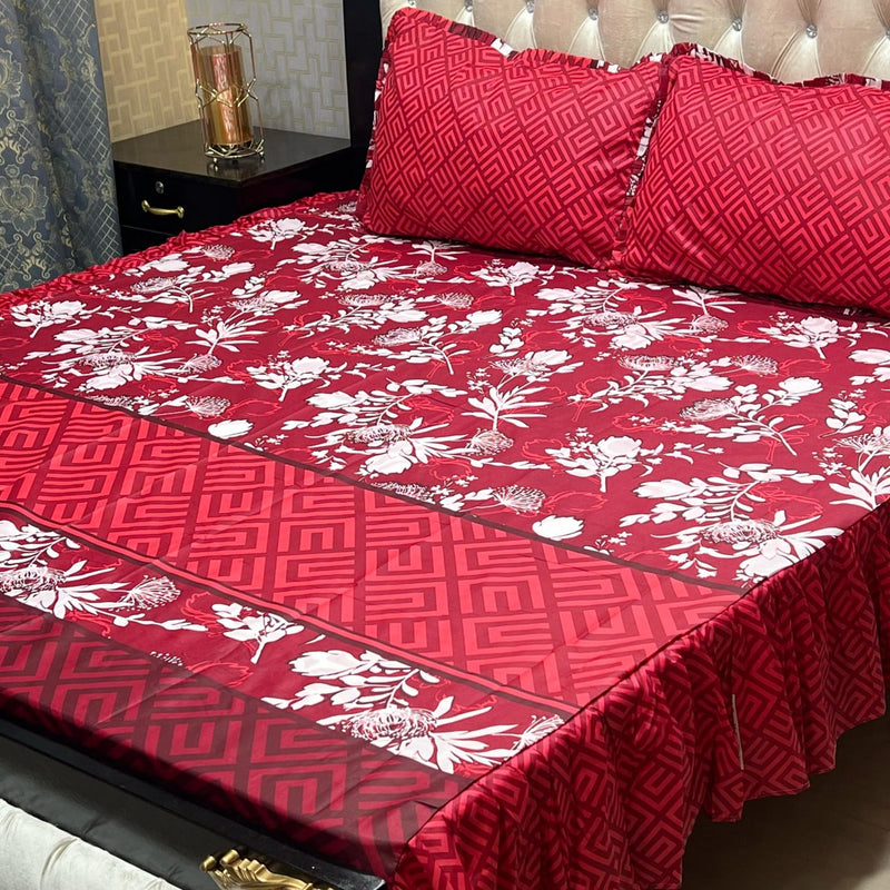 2 Sided Frill Cotton Double Bedsheet