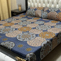 3D Leather Cotton Double Bedsheet