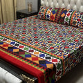 3D Leather Cotton Double Bedsheet
