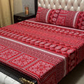 3D Leather Cotton Double Bedsheet
