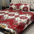 3D Leather Cotton Double Bedsheet