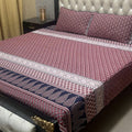 3D Leather Cotton Double Bedsheet