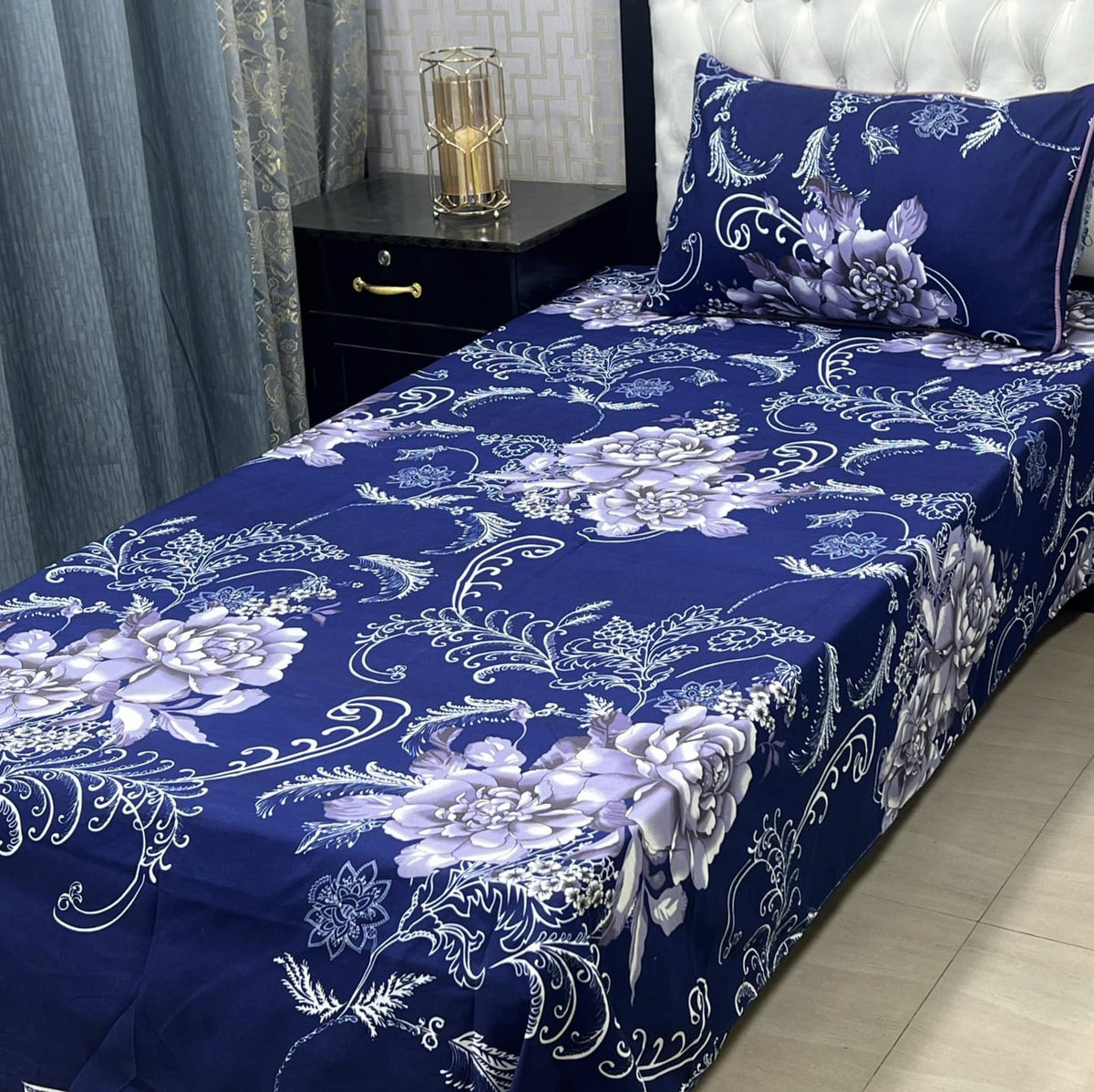 3D Leather Crystal Cotton Single Bedsheet