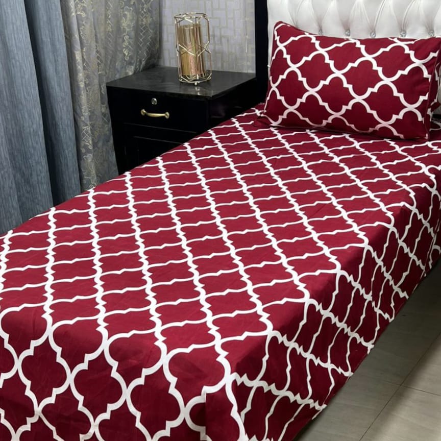 3D Leather Crystal Cotton Single Bedsheet