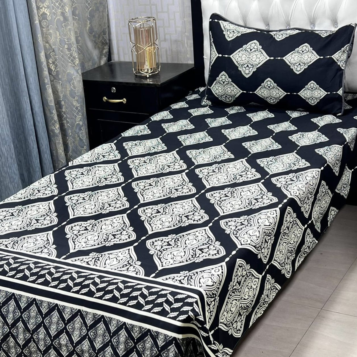 3D Leather Crystal Cotton Single Bedsheet
