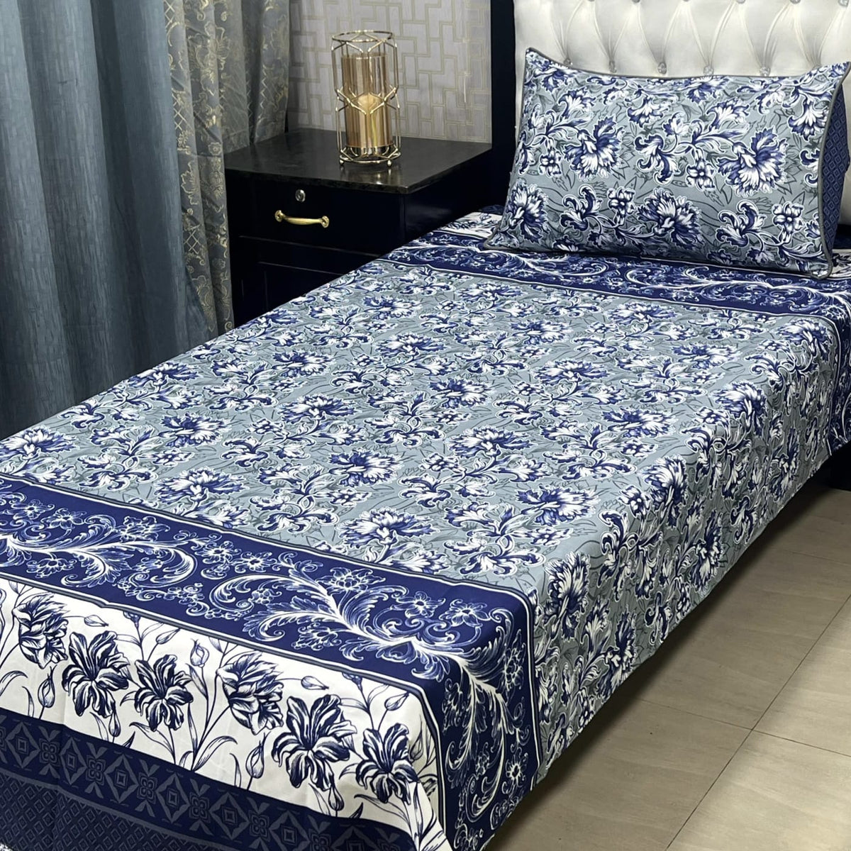 3D Leather Crystal Cotton Single Bedsheet