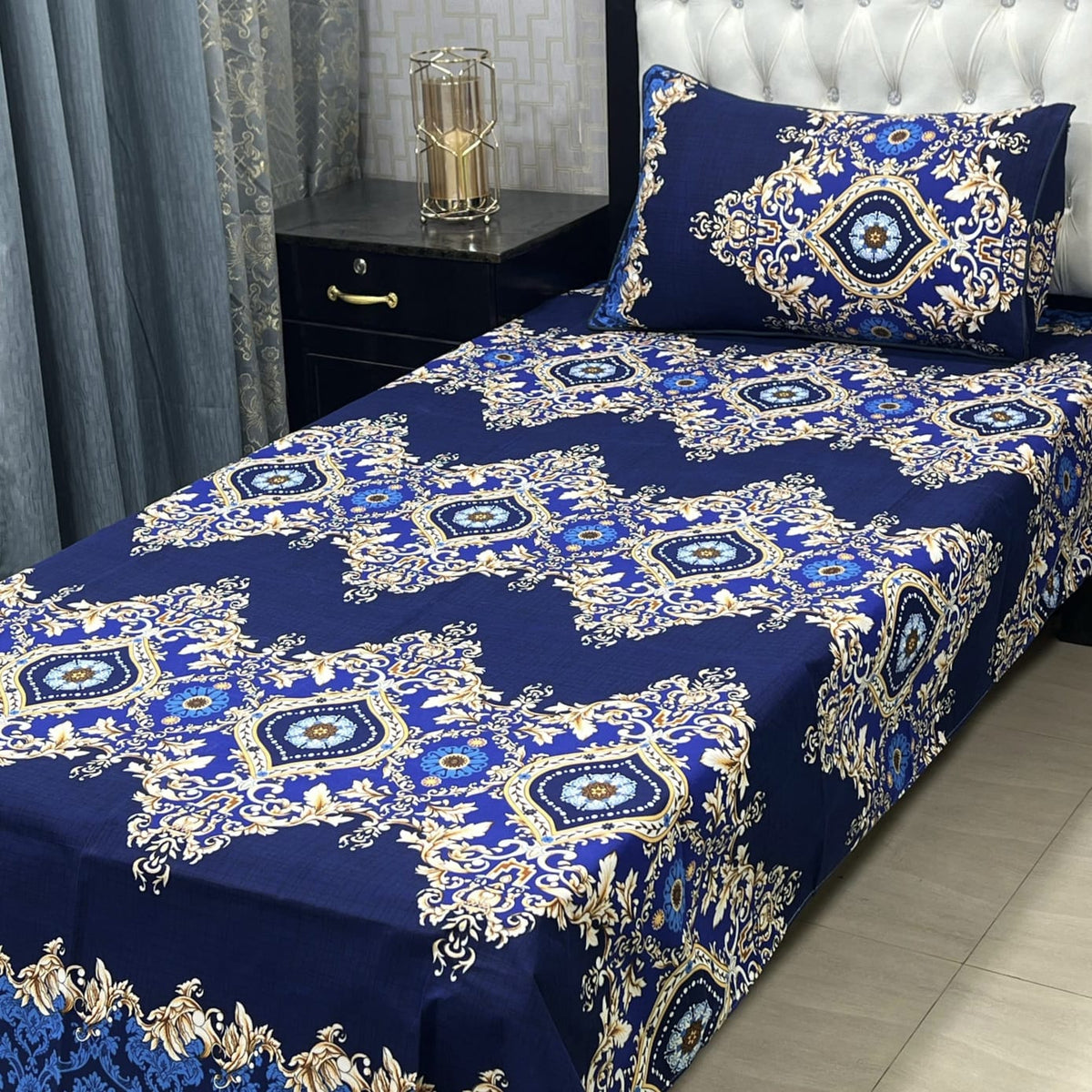 3D Leather Crystal Cotton Single Bedsheet