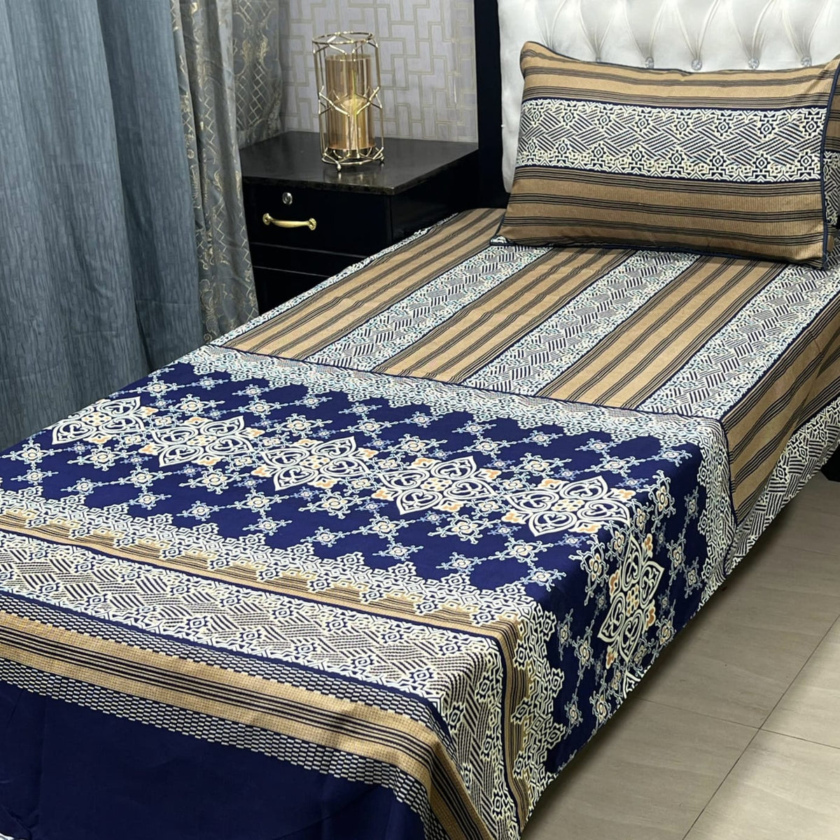 3D Leather Crystal Cotton Single Bedsheet