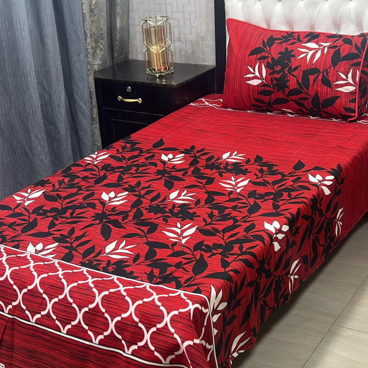 3D Leather Crystal Cotton Single Bedsheet