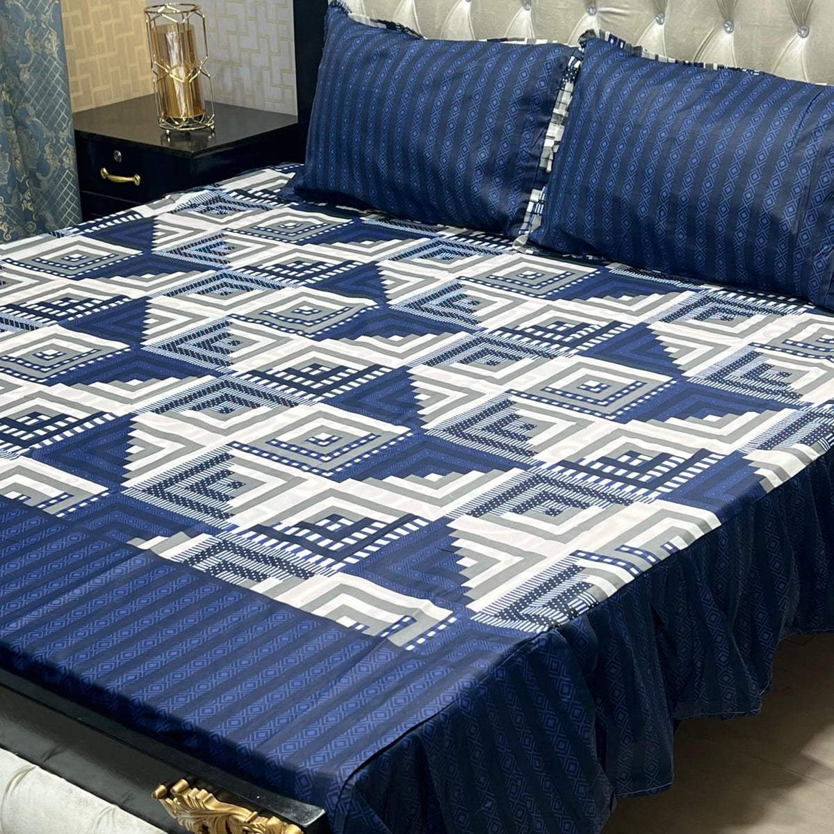 2 Sided Frill Cotton Double Bedsheet