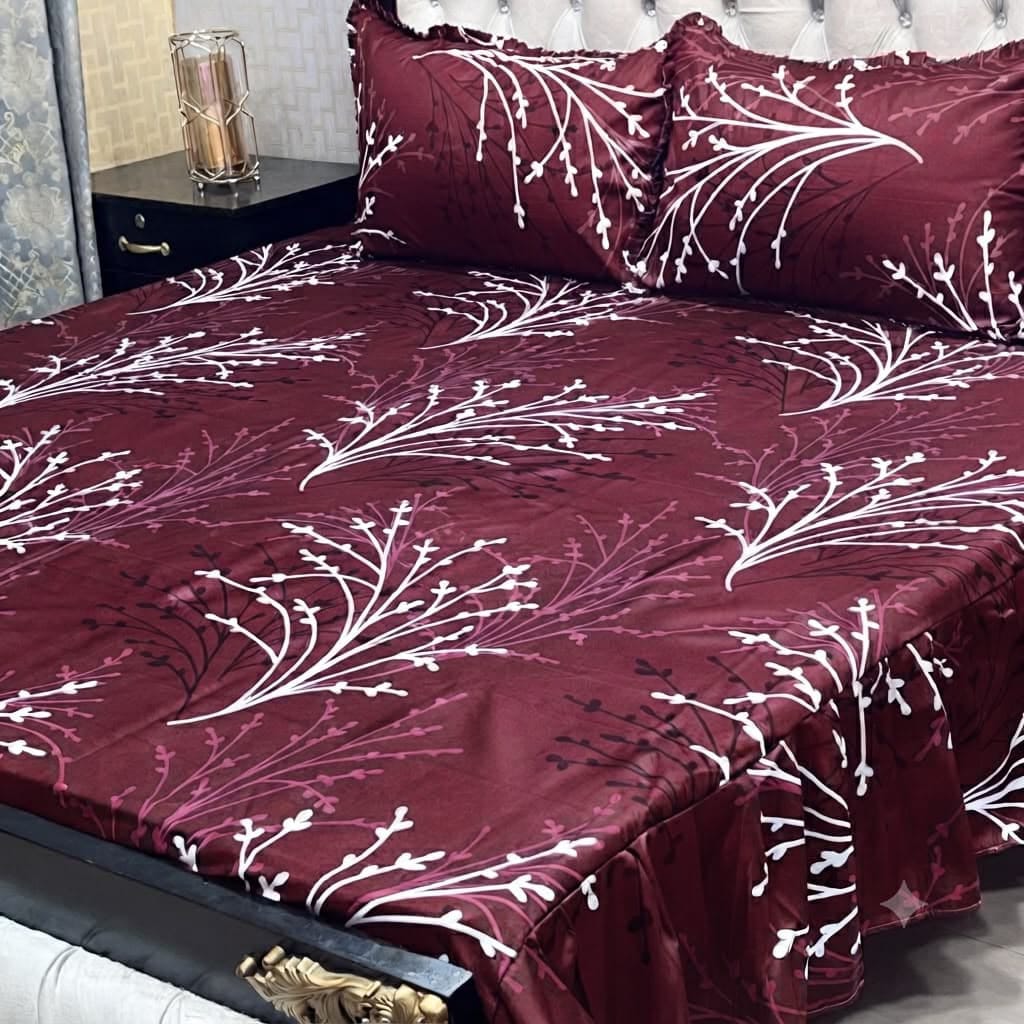 2 Sided Frill Cotton Double Bedsheet