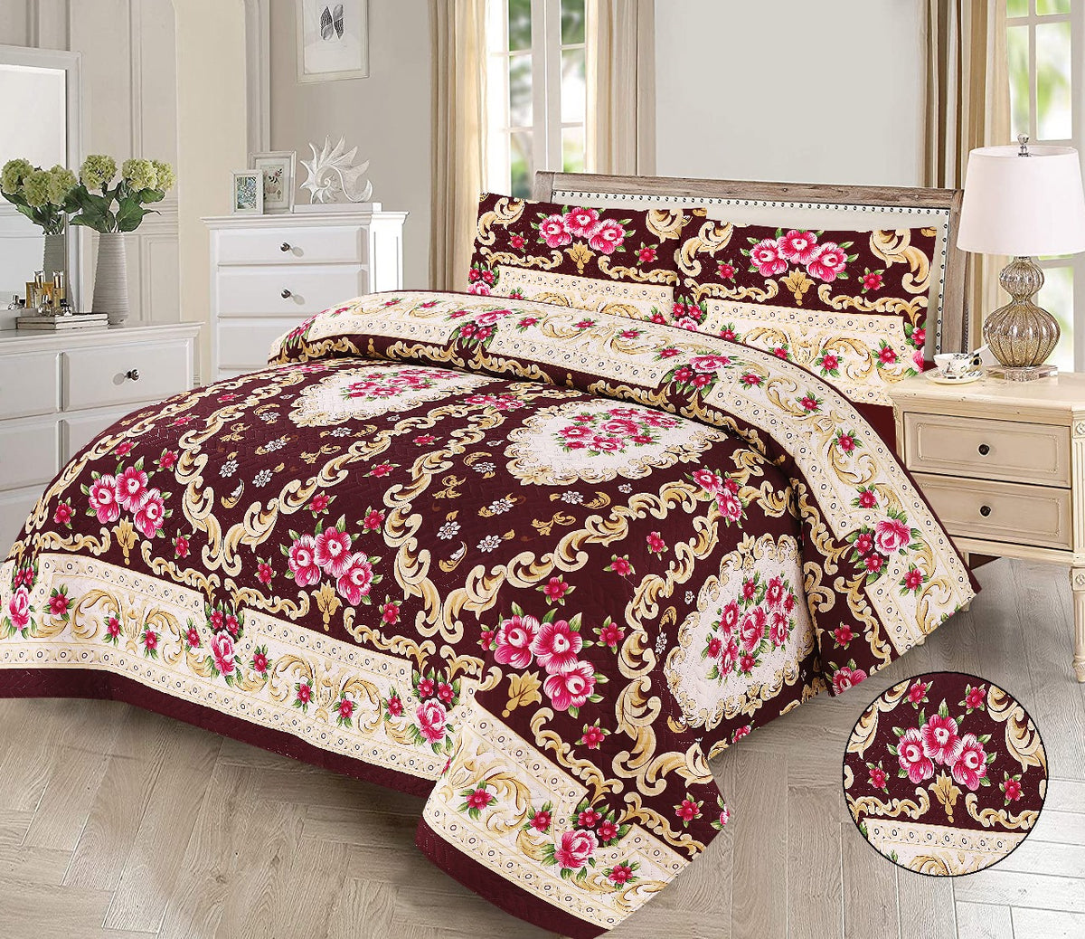 3Pc Imported Luxury printed Bedspread