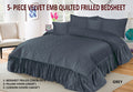 Velvet Quilted Frilled Bedsheet